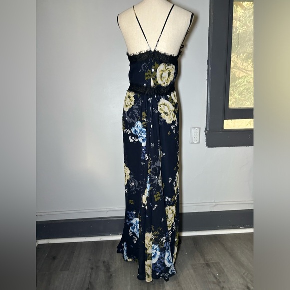 Anthropologie Jill Stuart Margaret Maxi Dress Blue Floral Printed Lace Trim sz 6 - Picture 5 of 7